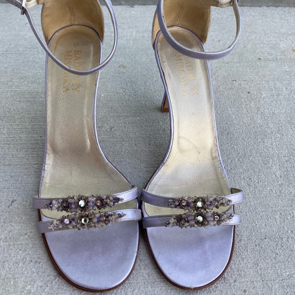 BADGLEY MISCHKA METALLIC PURPLE SANDALS - Picture 3 of 9